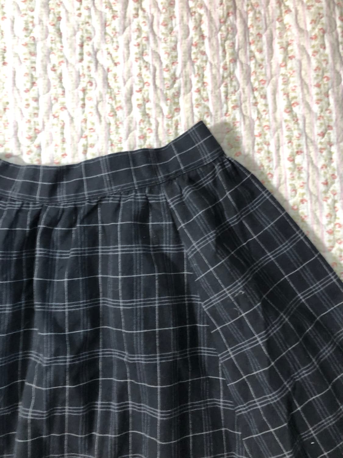 Navy check unbal skirt 상품이미지3