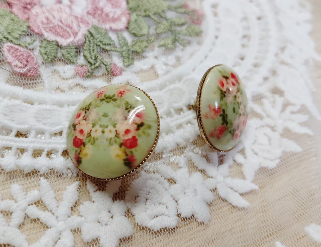 vintage) 빈티지 플라워 패턴 귀걸이 상품이미지2