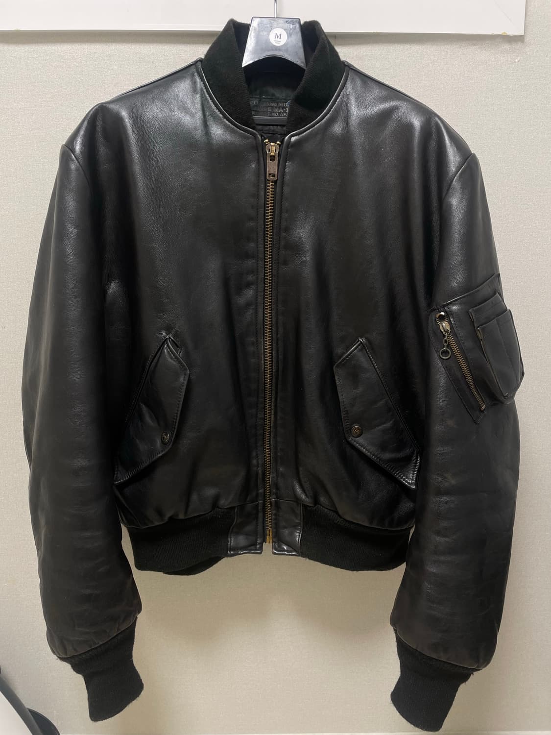 빈티지 쇼트 레더 ma-1 상품이미지9