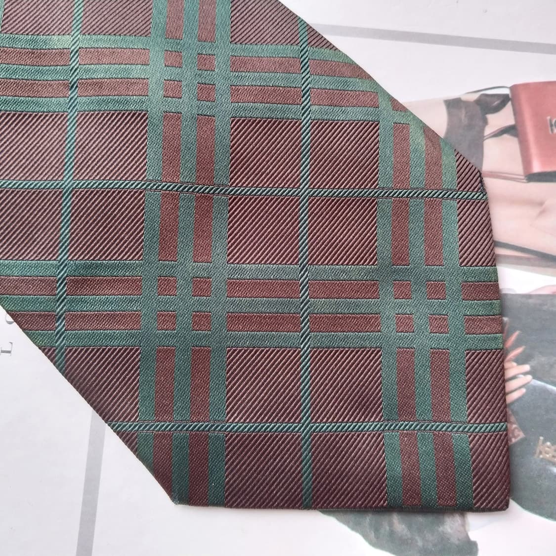 버버리 실크 브라운 노바 체크 넥타이 9.7cm A+등급 K2119 상품이미지5