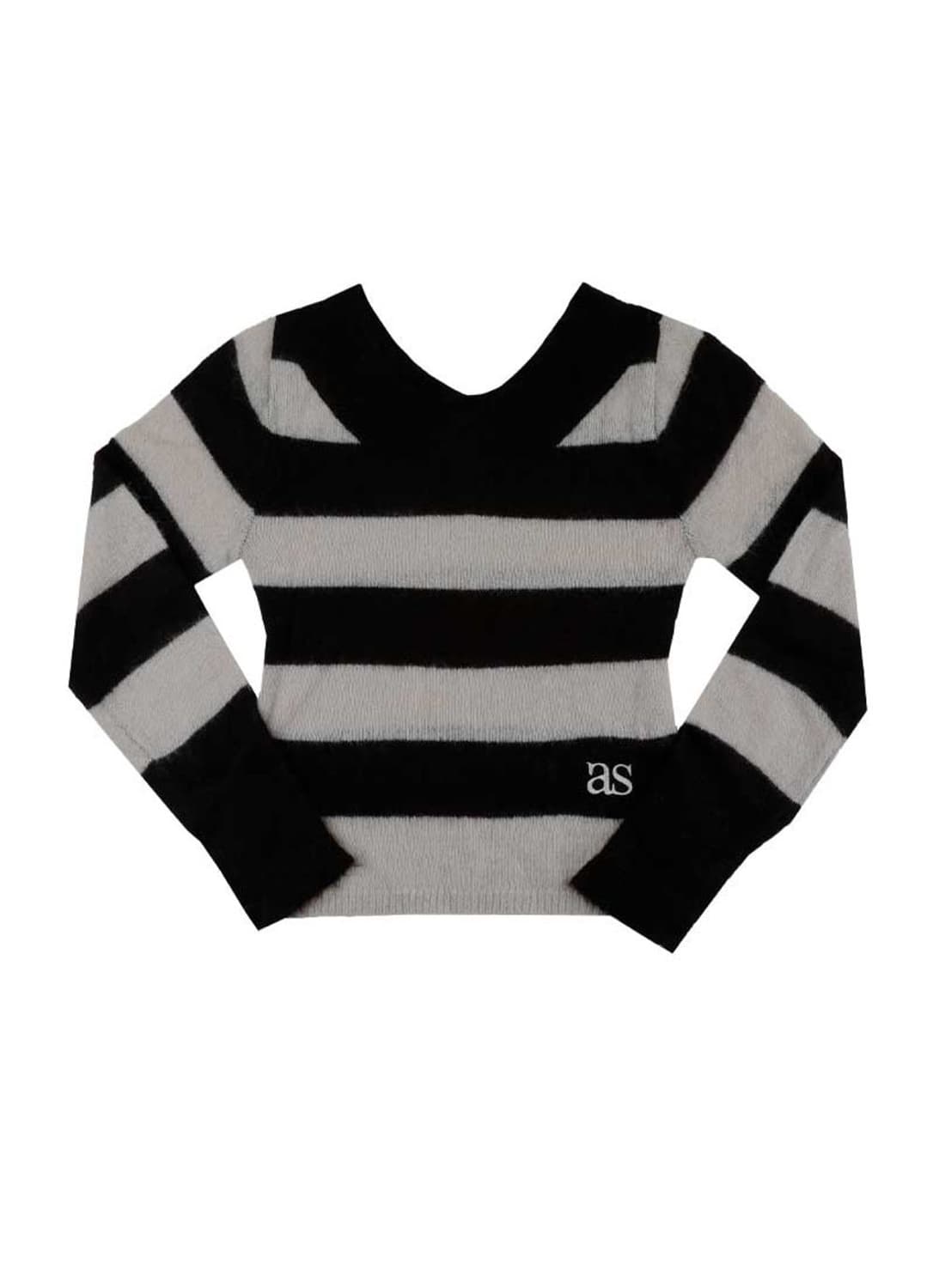 애즈온 포니 스트라이프 니트 블랙 상품이미지1