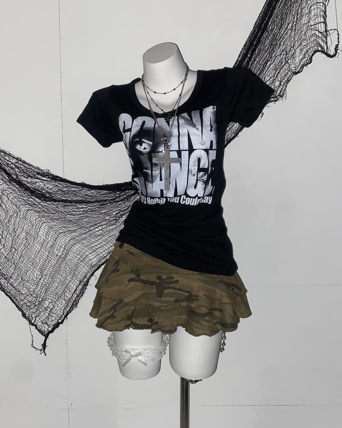 y2k 펑크 스컬 카모 코디 세트 ໒꒱ 상품이미지2