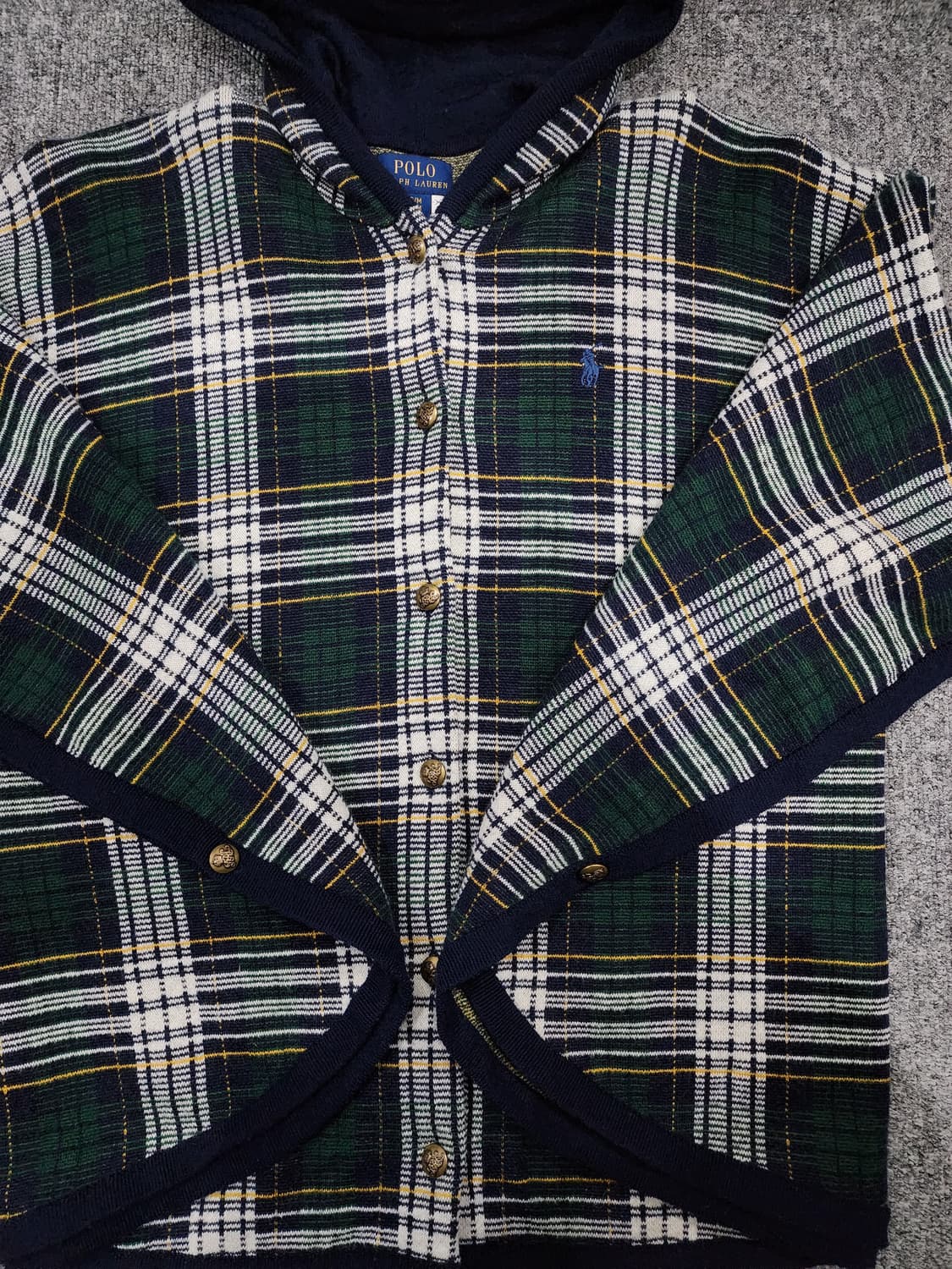 폴로 랄프로렌 플래드 울 블렌드 타탄체크 후드 판초 걸스 S 상품이미지4