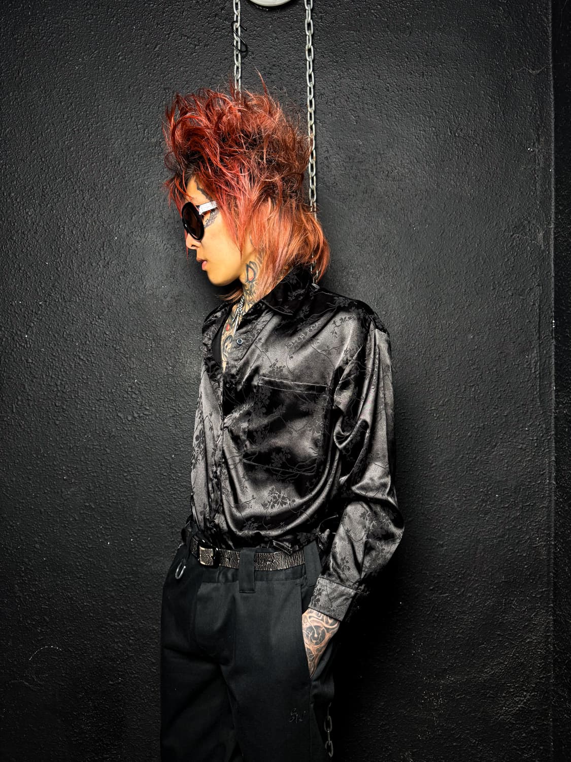 Black Floral Satin Shirt 상품이미지3