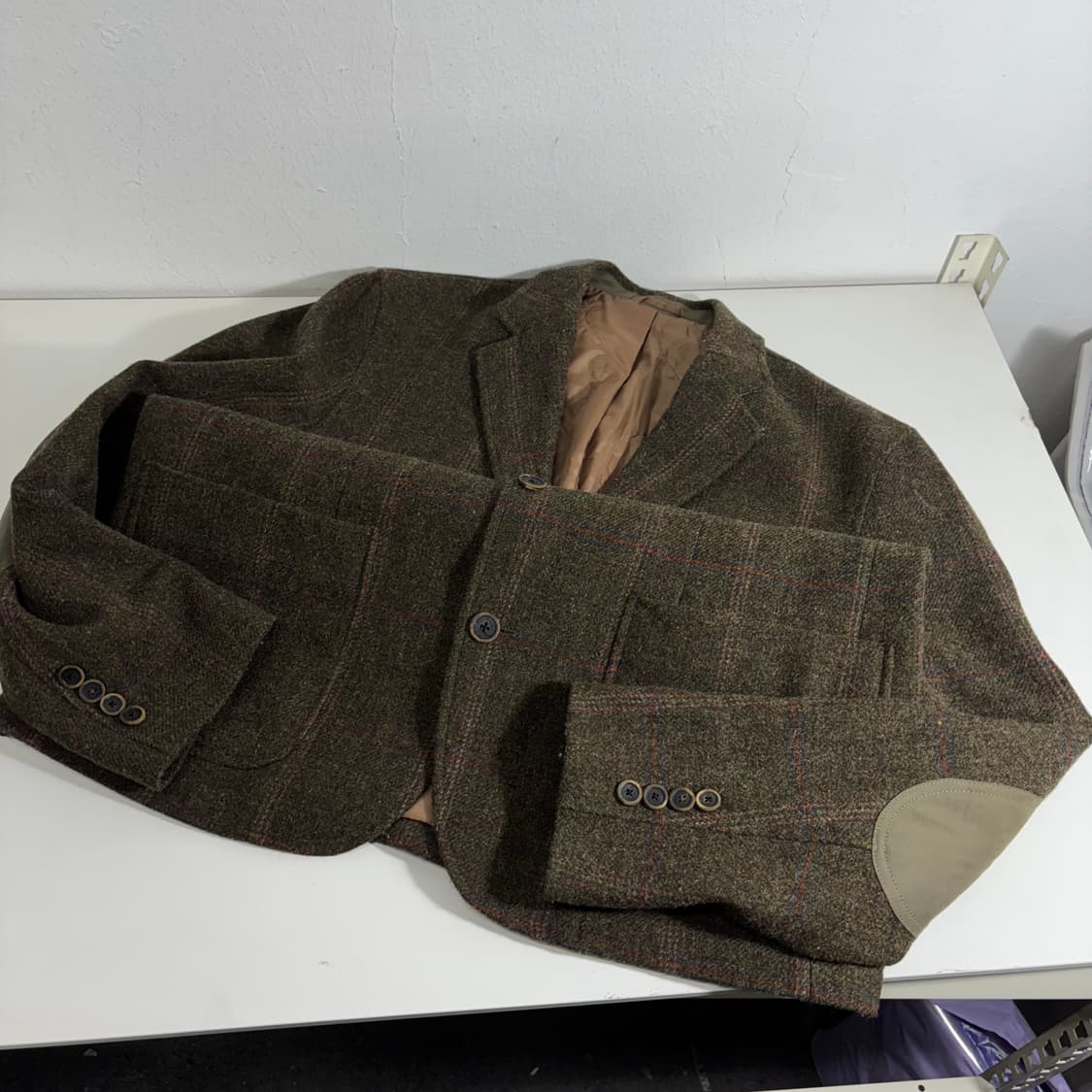 95 M 시리즈 체크 셔틀랜드울 엘보우패치 트위드 블레이져자켓 상품이미지2