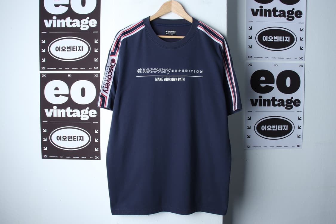 (2XL) 디스커버리 반팔 티셔츠 빅사이즈 사이드라인 네이비-H32214 상품이미지2