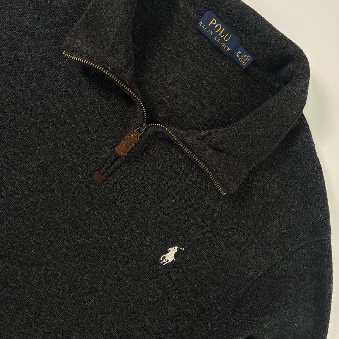 Polo  폴로 랄프로렌 자수 코튼 다크그레이 반집업 니트  상품이미지3