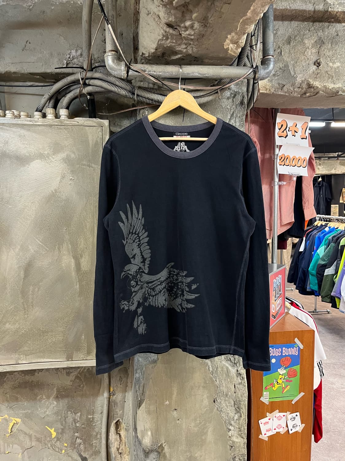 카파 프린팅 긴팔티 블랙 XL #csz2954 상품이미지1