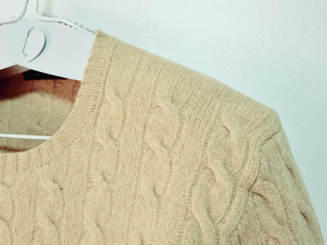 여성 주니어 2022 폴로 QR 캐시미어 울 긴팔 케이블 꽈배기 니트 상품이미지4