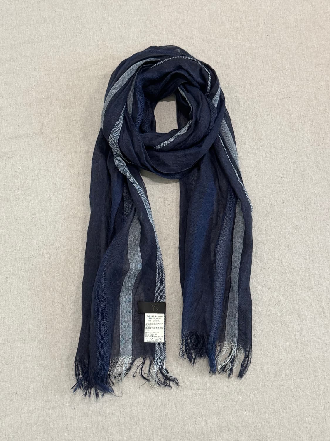 요지야마모토 스트라이프 린넨 머플러 상품이미지1