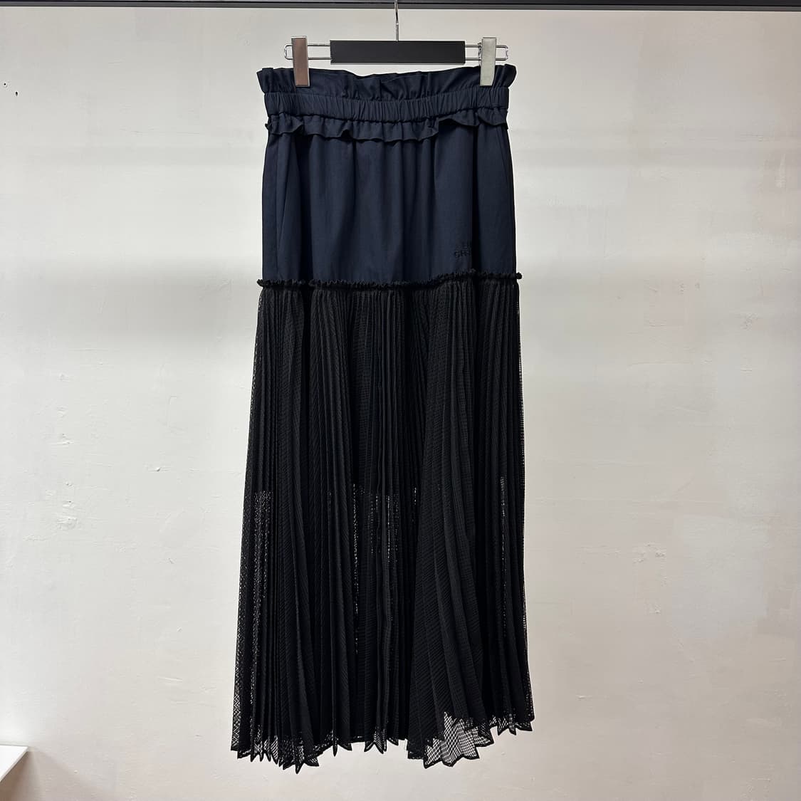 럭키슈에뜨 레이스 밴딩 롱스커트 치마 네이비/블랙 36 J36 상품이미지1