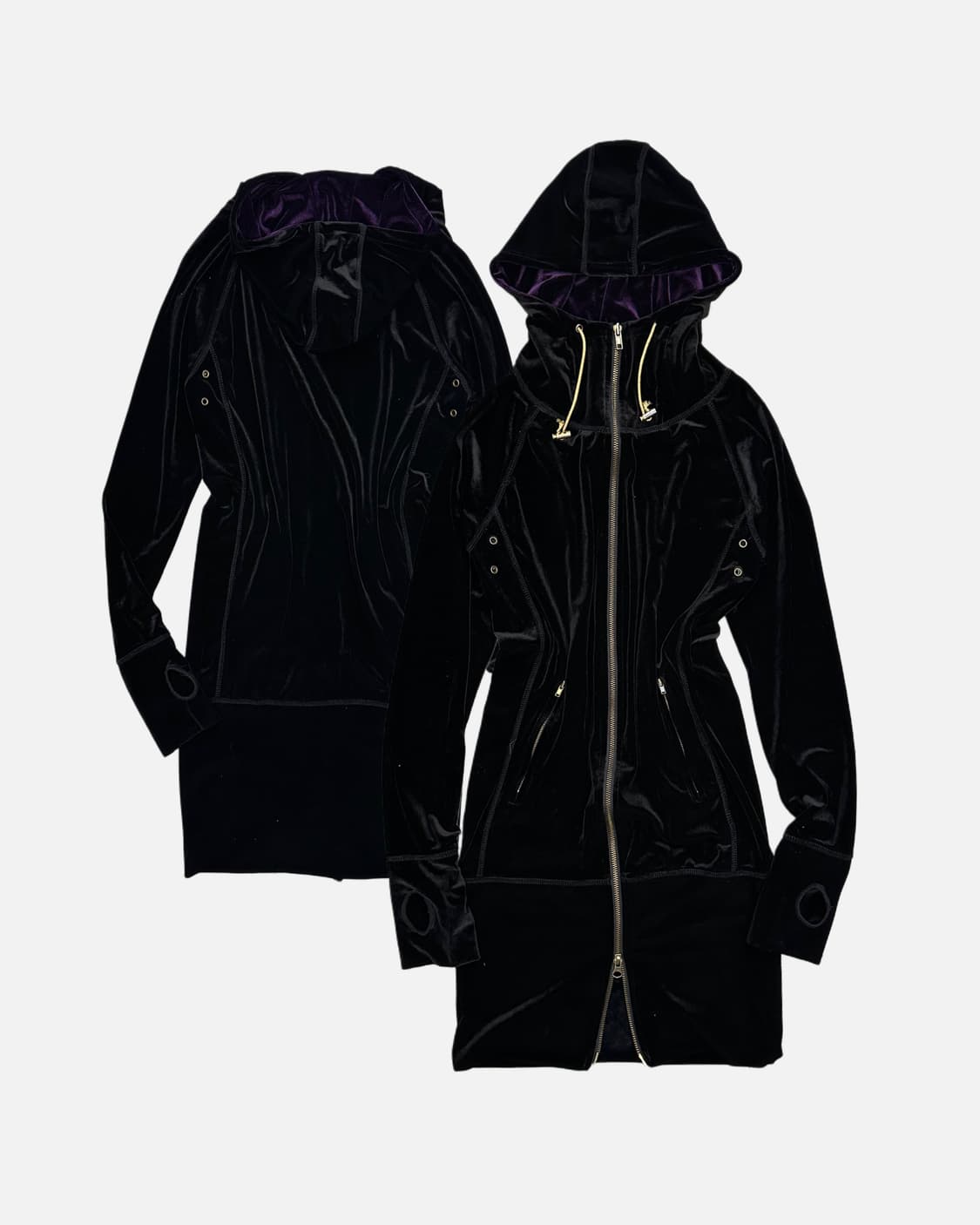 black velvet long hood zip-up 상품이미지1