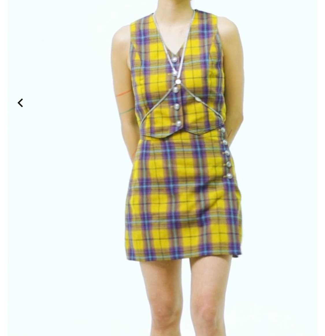 미스치프 CHECK WRAP BUTTON SKIRT_M 상품이미지1