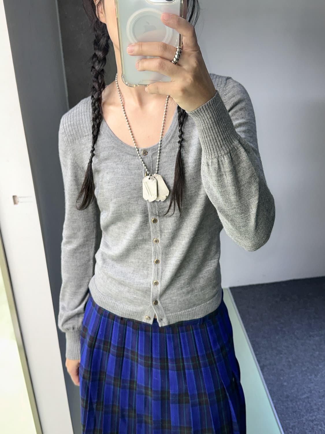 gray ribbed detail cardigan 상품이미지2