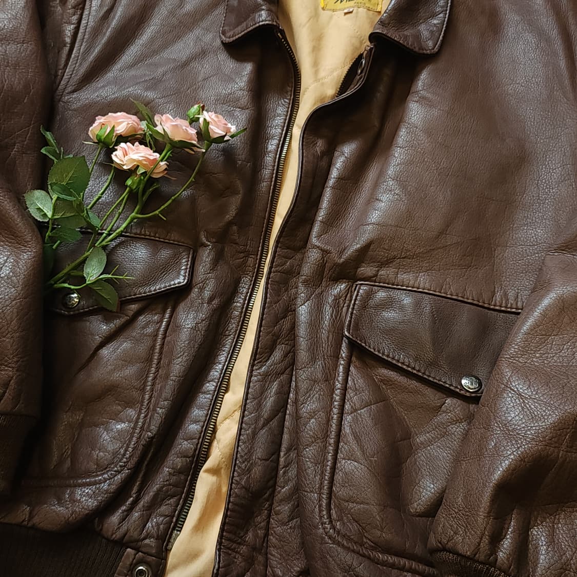 80s 빈티지 가죽자켓 a2 레더자켓 프렌치 레더 플라이트 자켓 M 상품이미지5