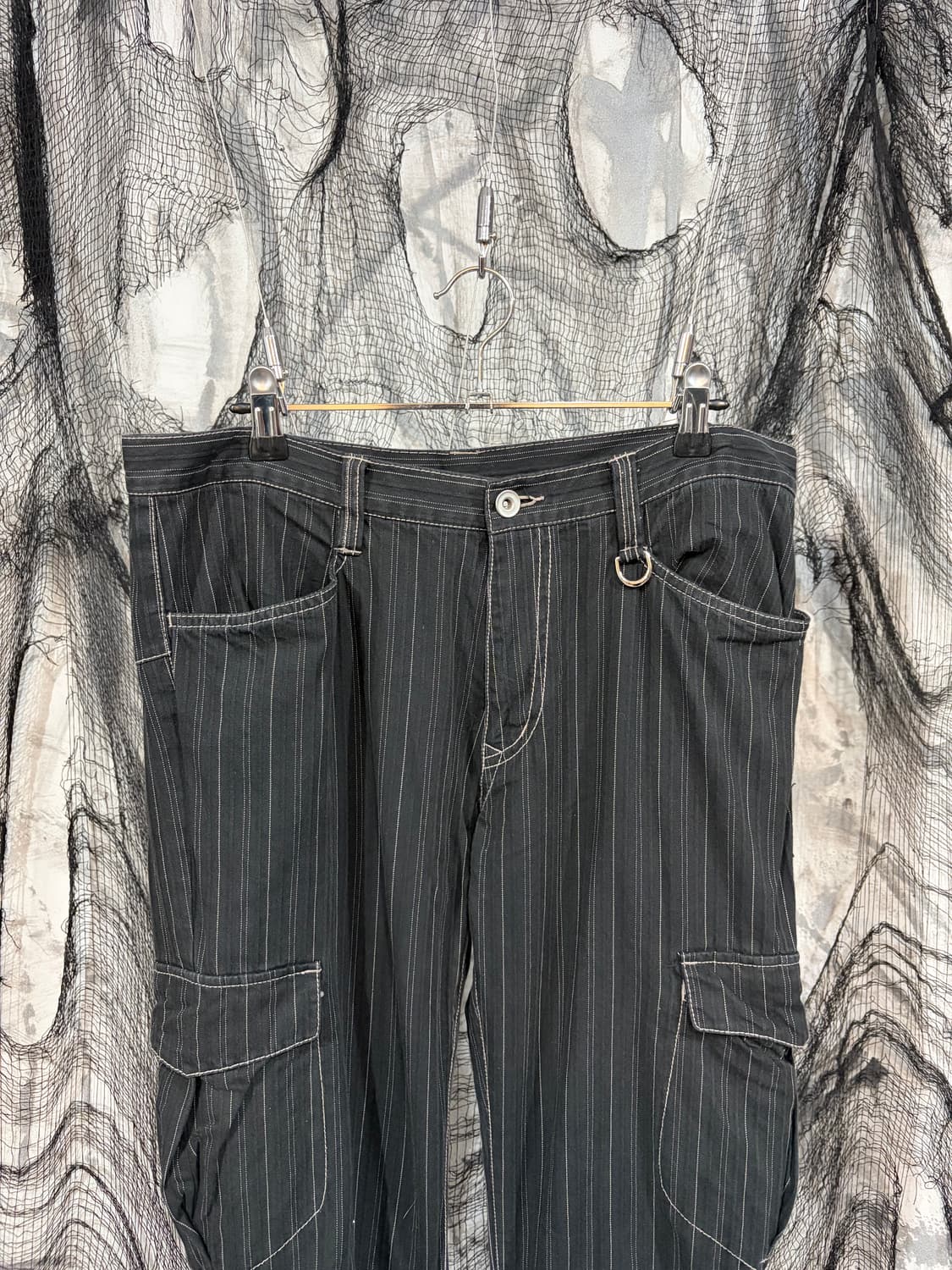 Y2K punk Stripe eyelet cargo pants 상품이미지4