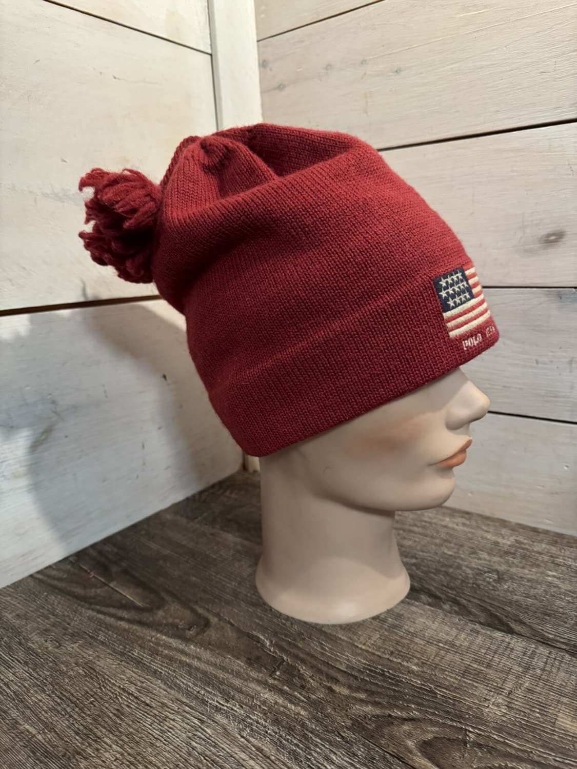 폴로 랄프로렌 성조기 패치 니트 비니 레드 상품이미지2