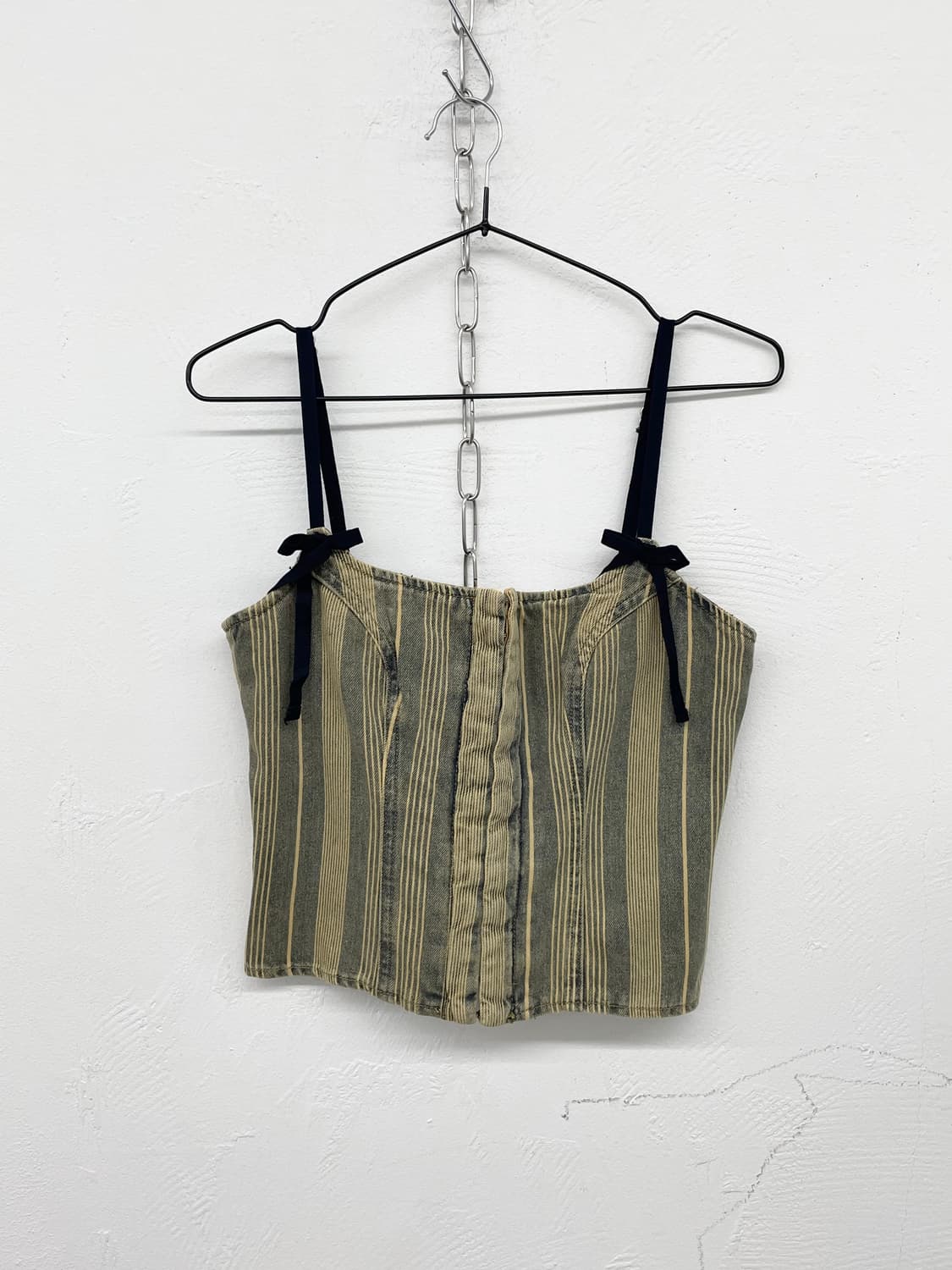 y2k 데님 후크 리본 코르셋 탑 상품이미지5