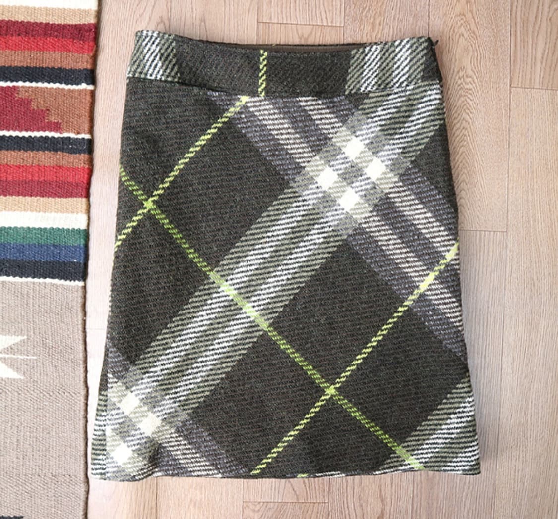 일본판 BURBERRY 버버리 런던 울 두툼한 체크 트위드 스커트 상품이미지1