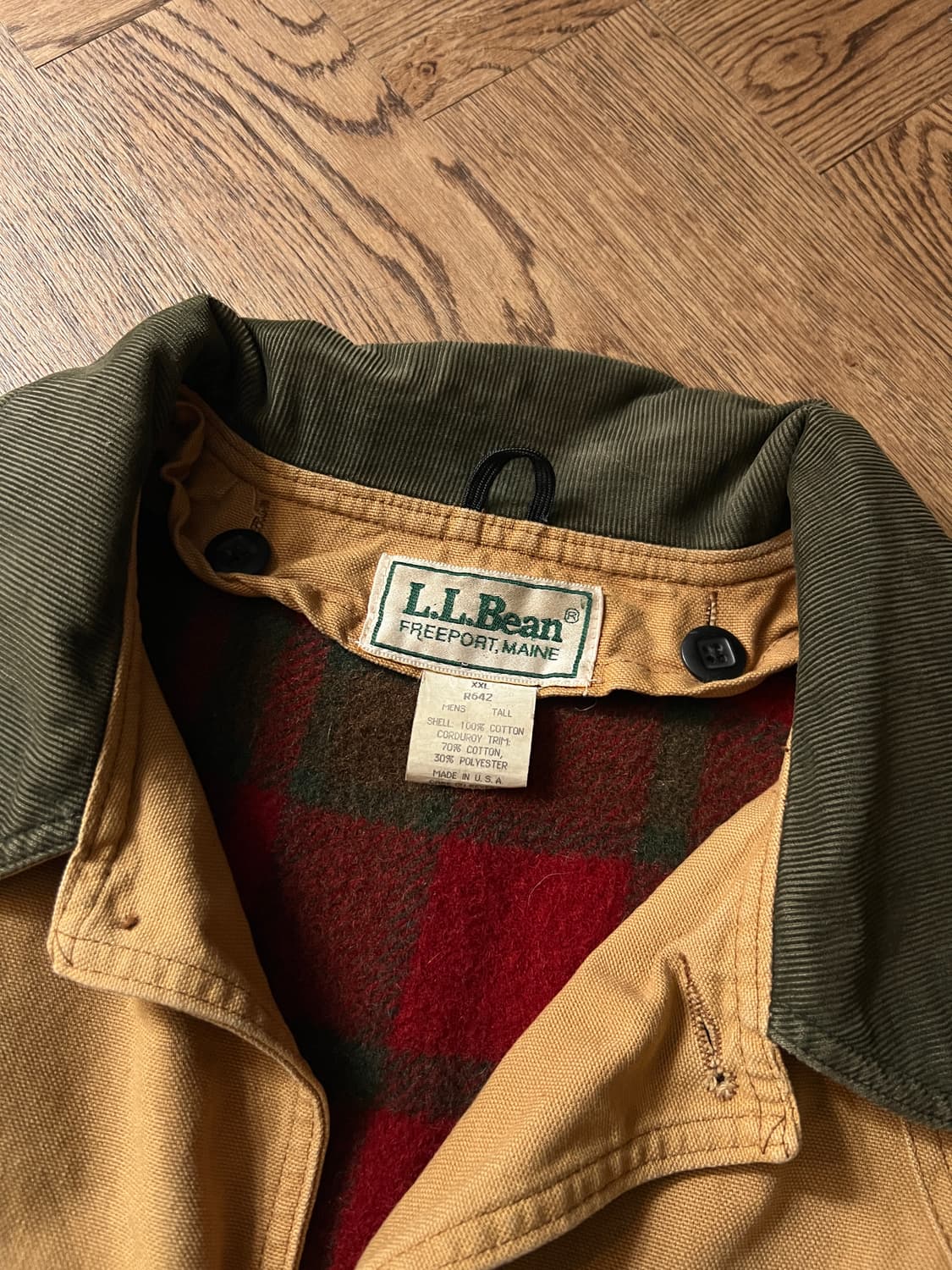 [2XL]90's 엘엘빈 USA Made 울 체크 라이닝 브라운 헌팅자켓 상품이미지2