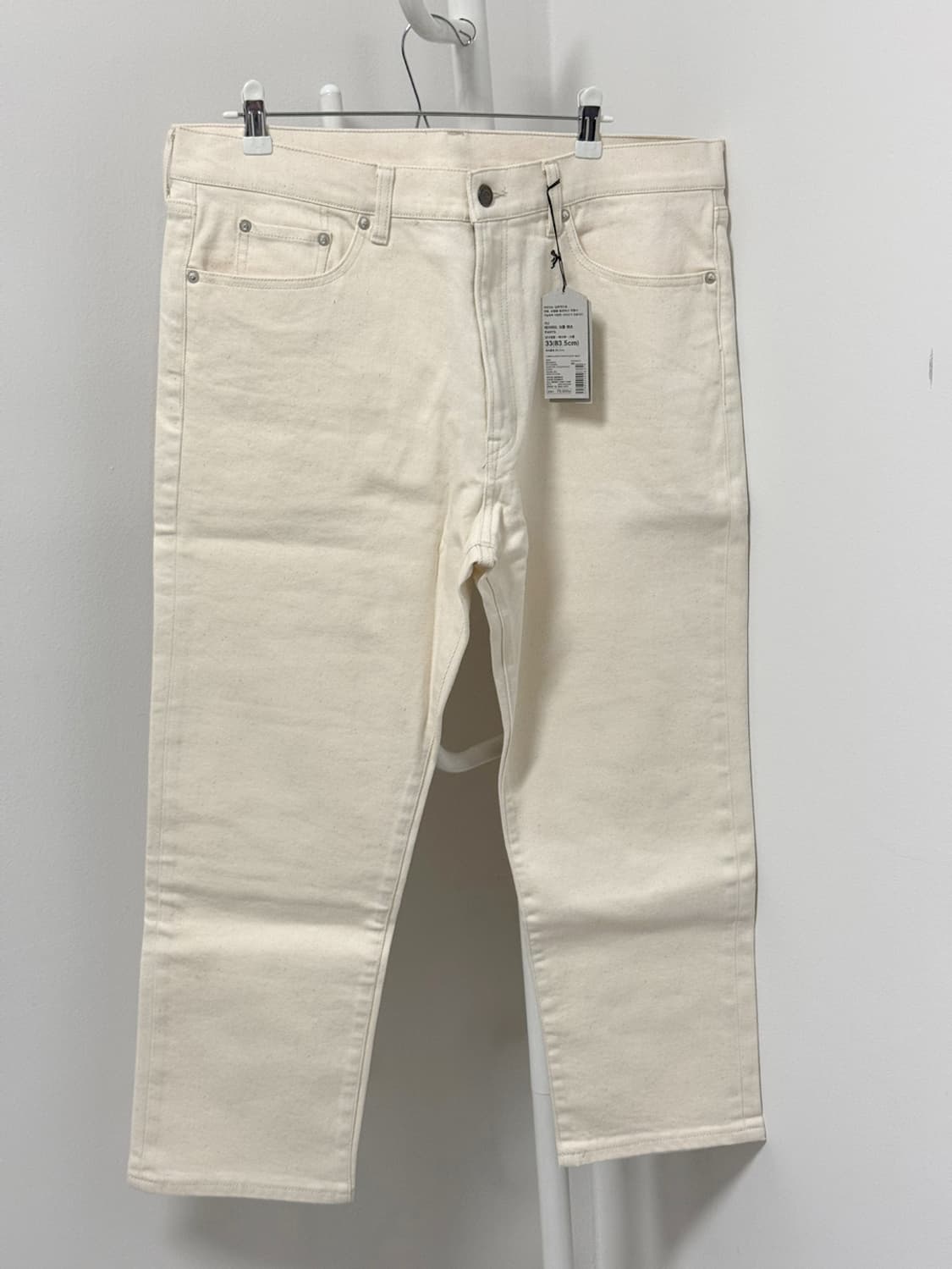 [33~34] 무인양품 LABO 테이퍼드진 크롭 에크루 데님 청바지 상품이미지6
