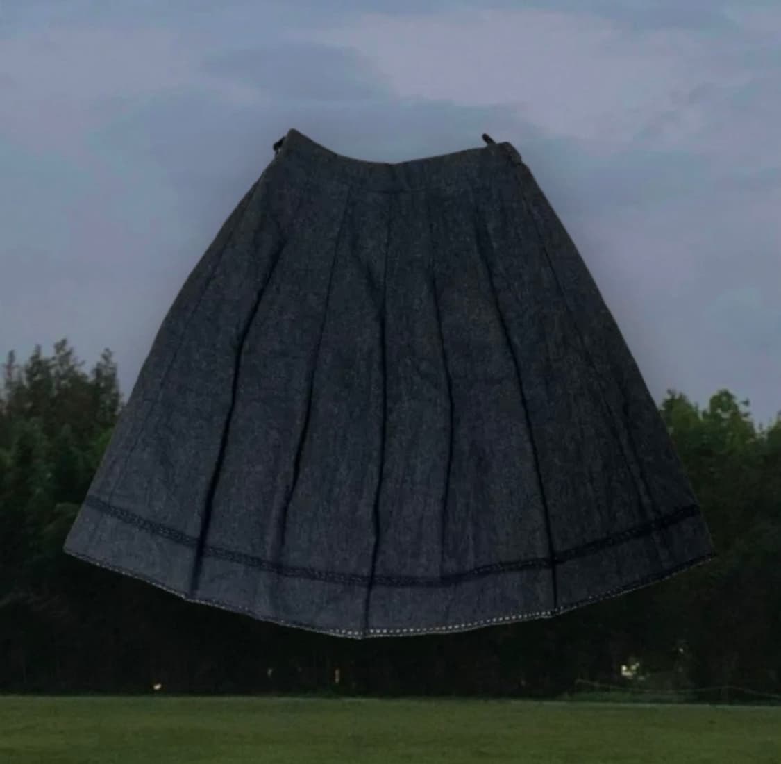 일본빈티지 모리걸 챠콜 미디 스커트 상품이미지1