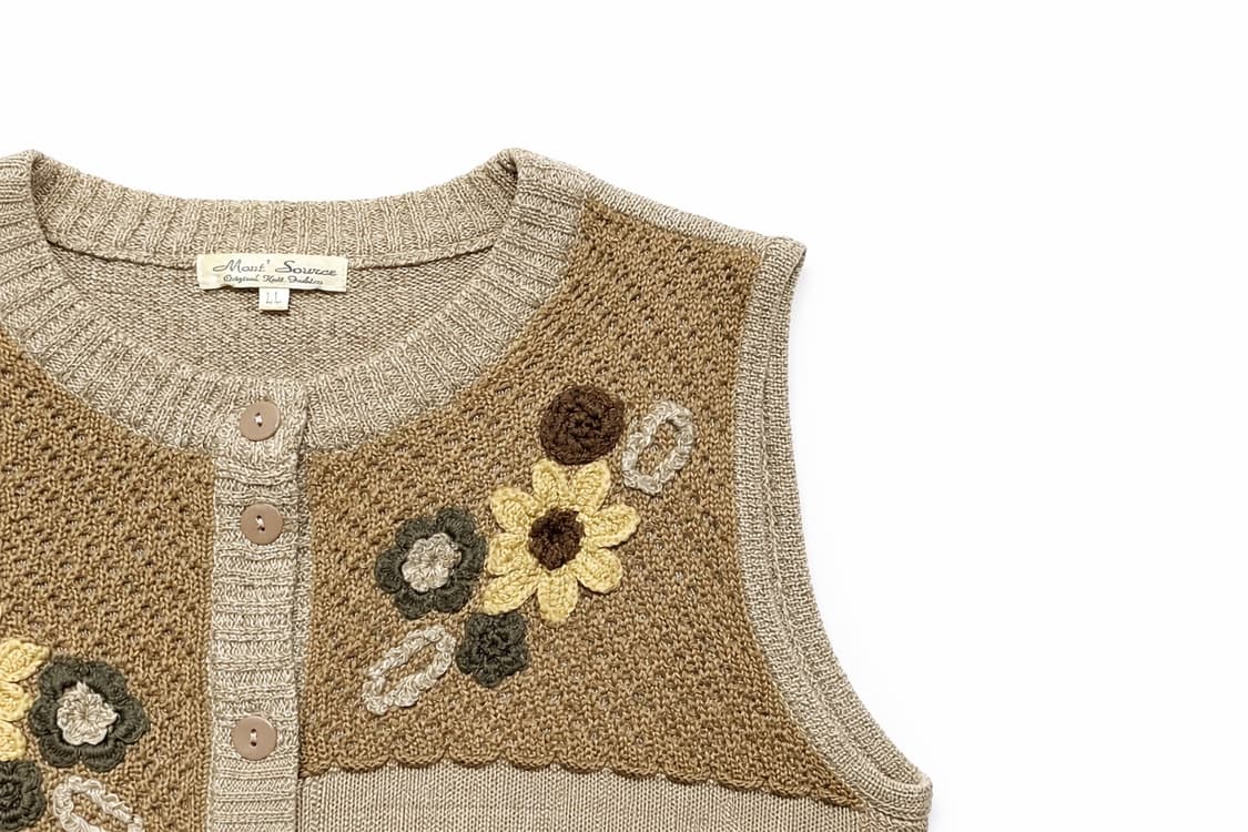 JPN 90s~00s 일본 빈티지 y2k 모리걸 플라워 자수 니트 베스트 상품이미지4