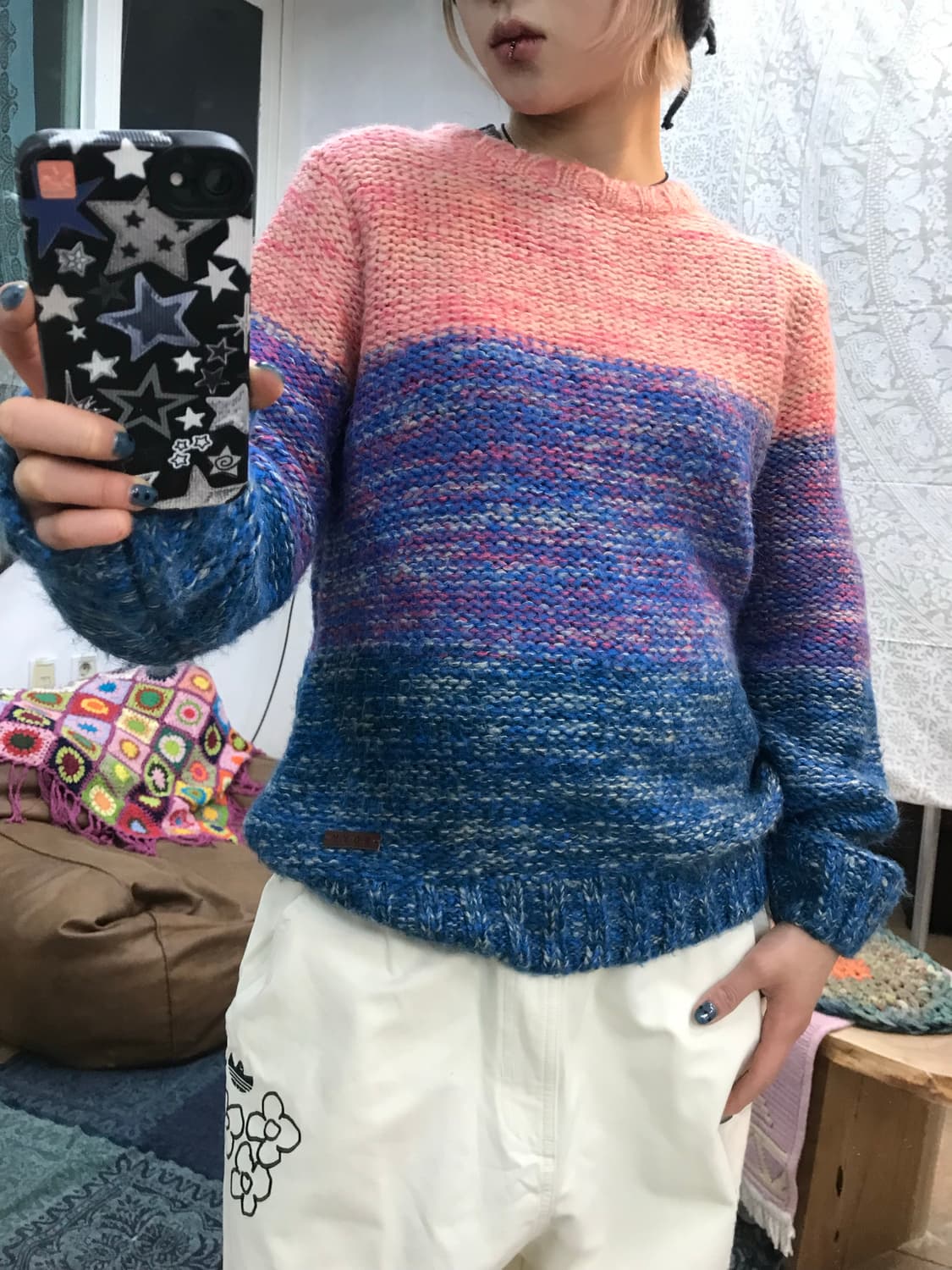 Roxy 빈티지 여성 멀티컬러 라운드 니트  상품이미지1