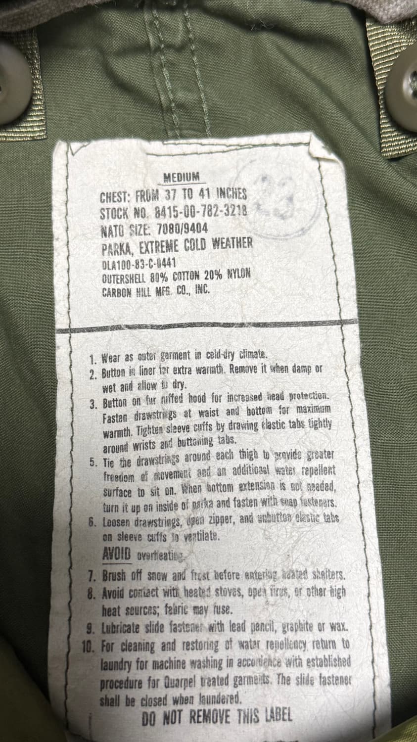 카본힐 m65 피쉬테일 개파카 오리지널판매 상품이미지5