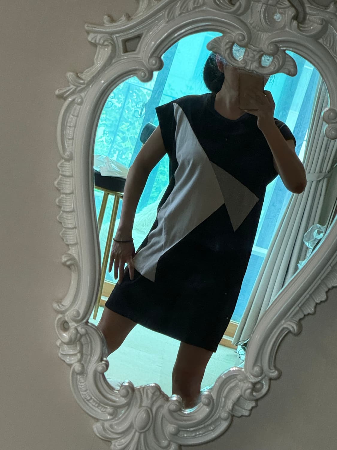 Marios   삼각패널 블랙 코튼원피스  s 상품이미지3