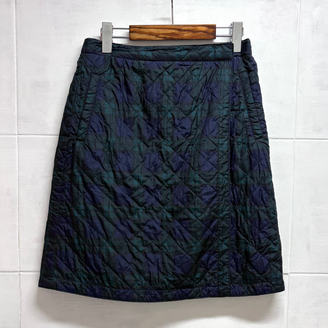 타탄 체크 퀼팅 랩 기모 미니 스커트  상품이미지1