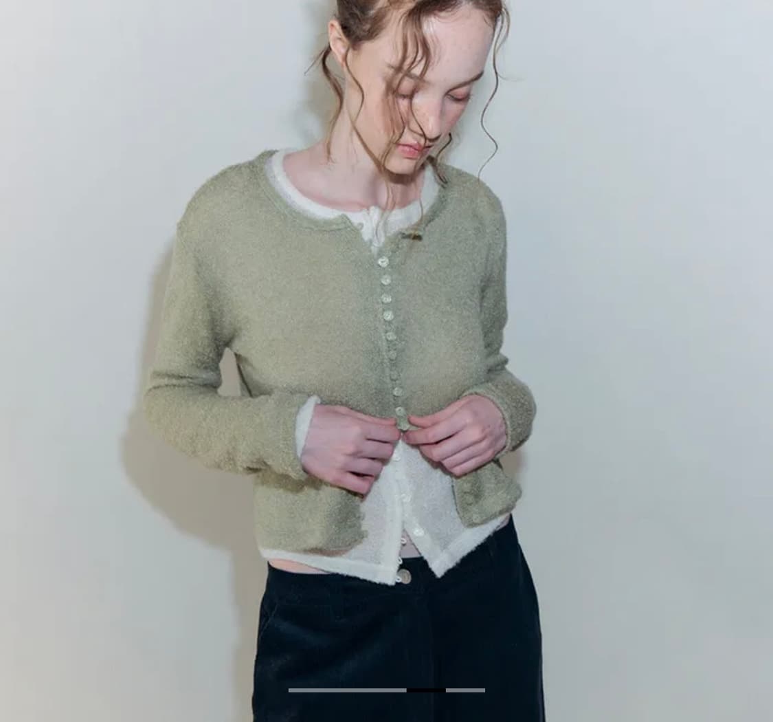 에트몽 부클 라운드 니트 가디건 (라이트그린) 상품이미지4