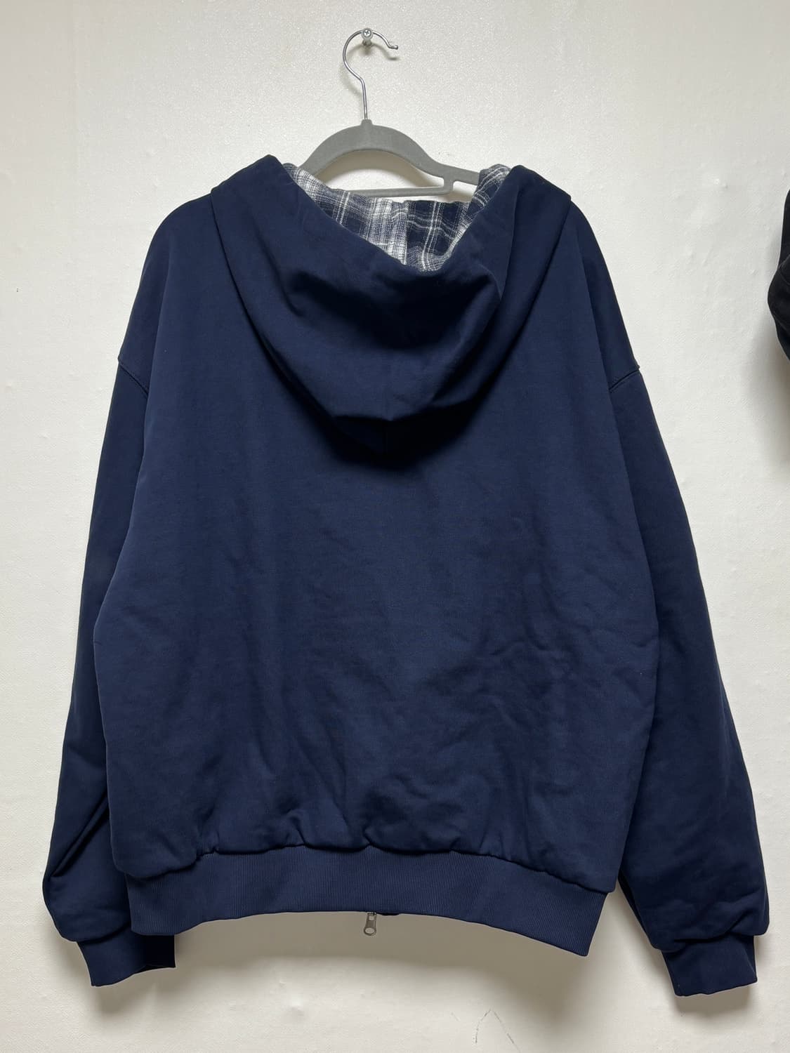 리버시블 체크 레터링 후드집업 상품이미지2