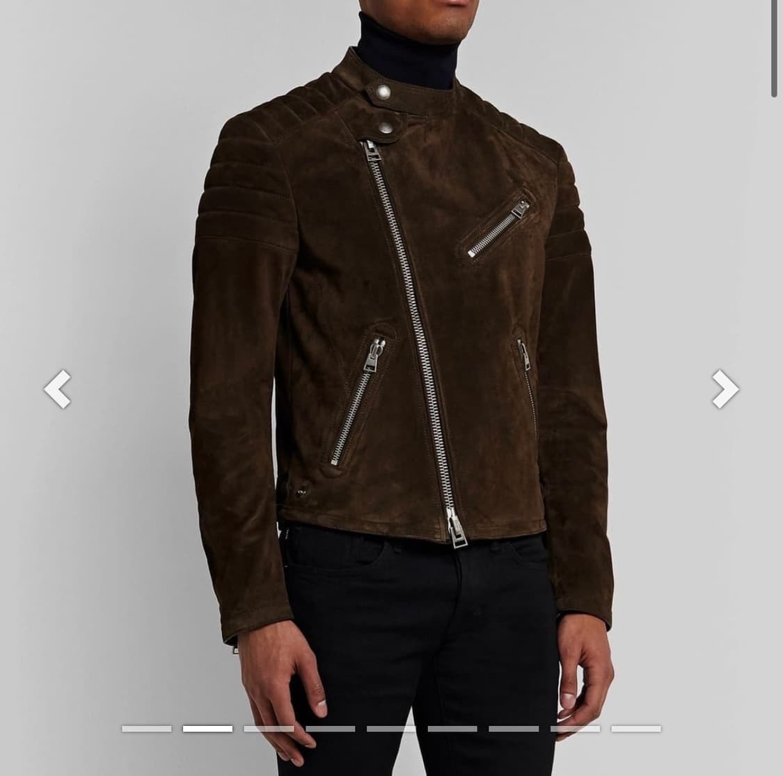 (A+/48) / 톰포드 아이콘 스웨이드 라이더 봄버 블루종 자켓 브라운 상품이미지10