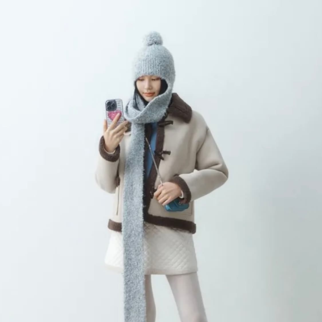 스웨이드 숏 더플 무스탕 점퍼 Ivory 상품이미지2