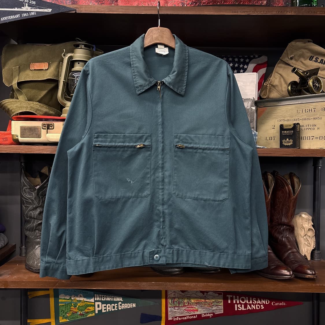 Rare 80s 프렌치 워크 집업 자켓 레어 컬러 지퍼포켓 N325 상품이미지1