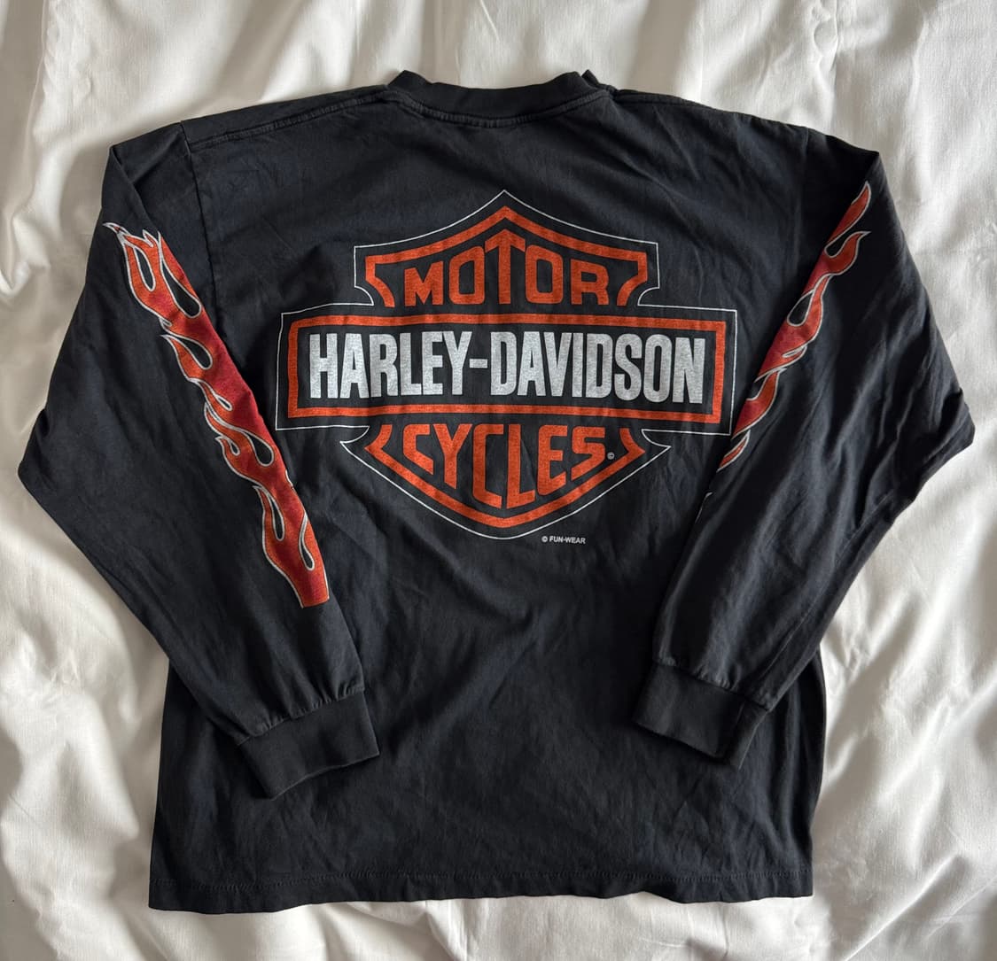 [XL] 90s-00s 빈티지 할리데이비슨 플레임 롱슬리브 티셔츠 상품이미지5