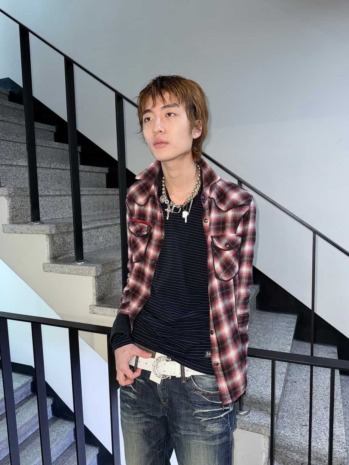 double collar check shirt 상품이미지3