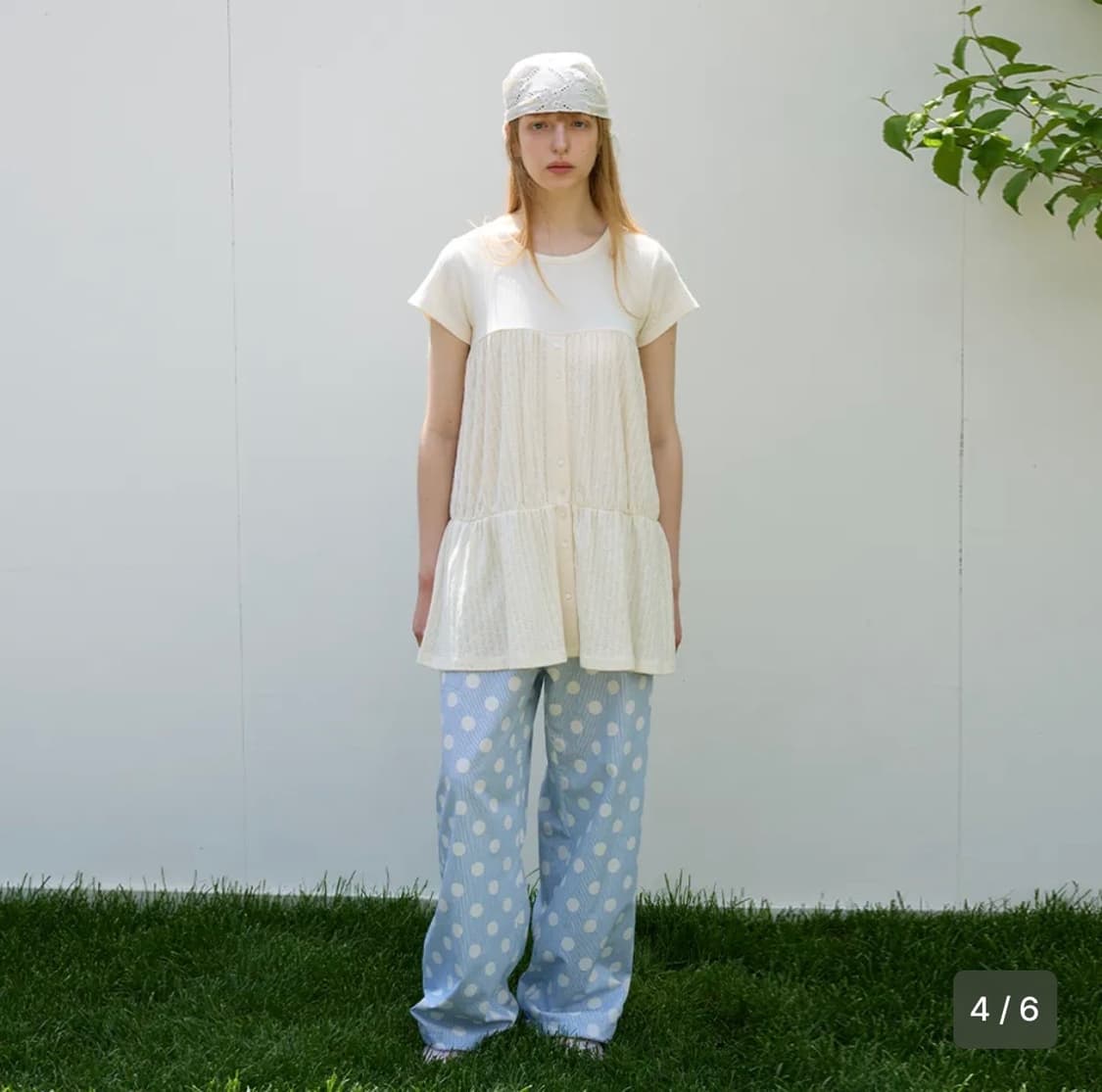 펀프롬펀 쉬어리 티어드 탑 크림 상품이미지3