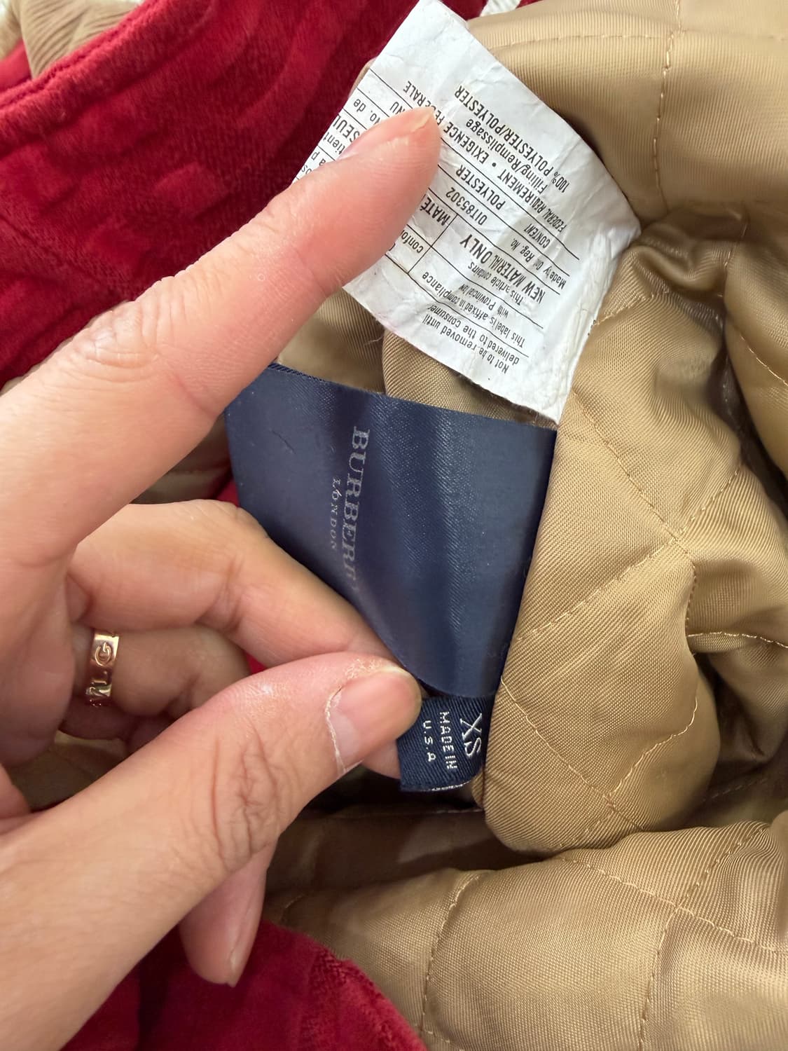 정품) 버버리 여성 코듀로이 카라 체크 자켓 XS 상품이미지7