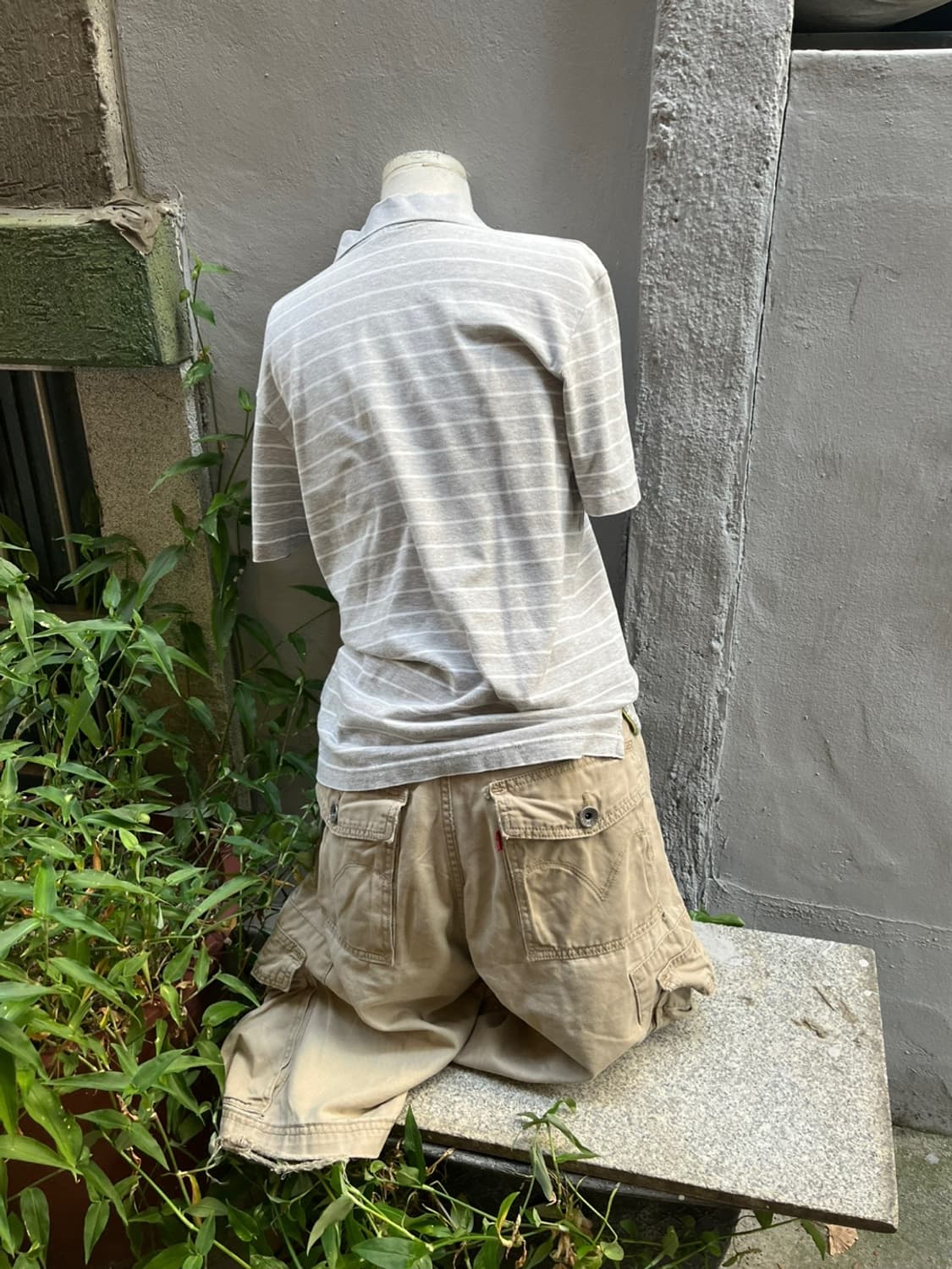 *rare* 빈티지 JPN 아디다스 그레이 스트라이프 카라 피케 반팔티 상품이미지2