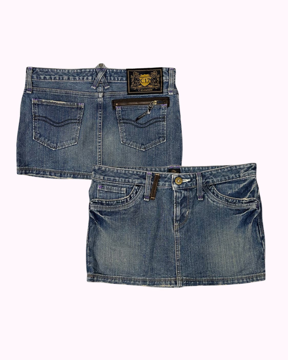 C-17 low-rise denim mini skirt 상품이미지1