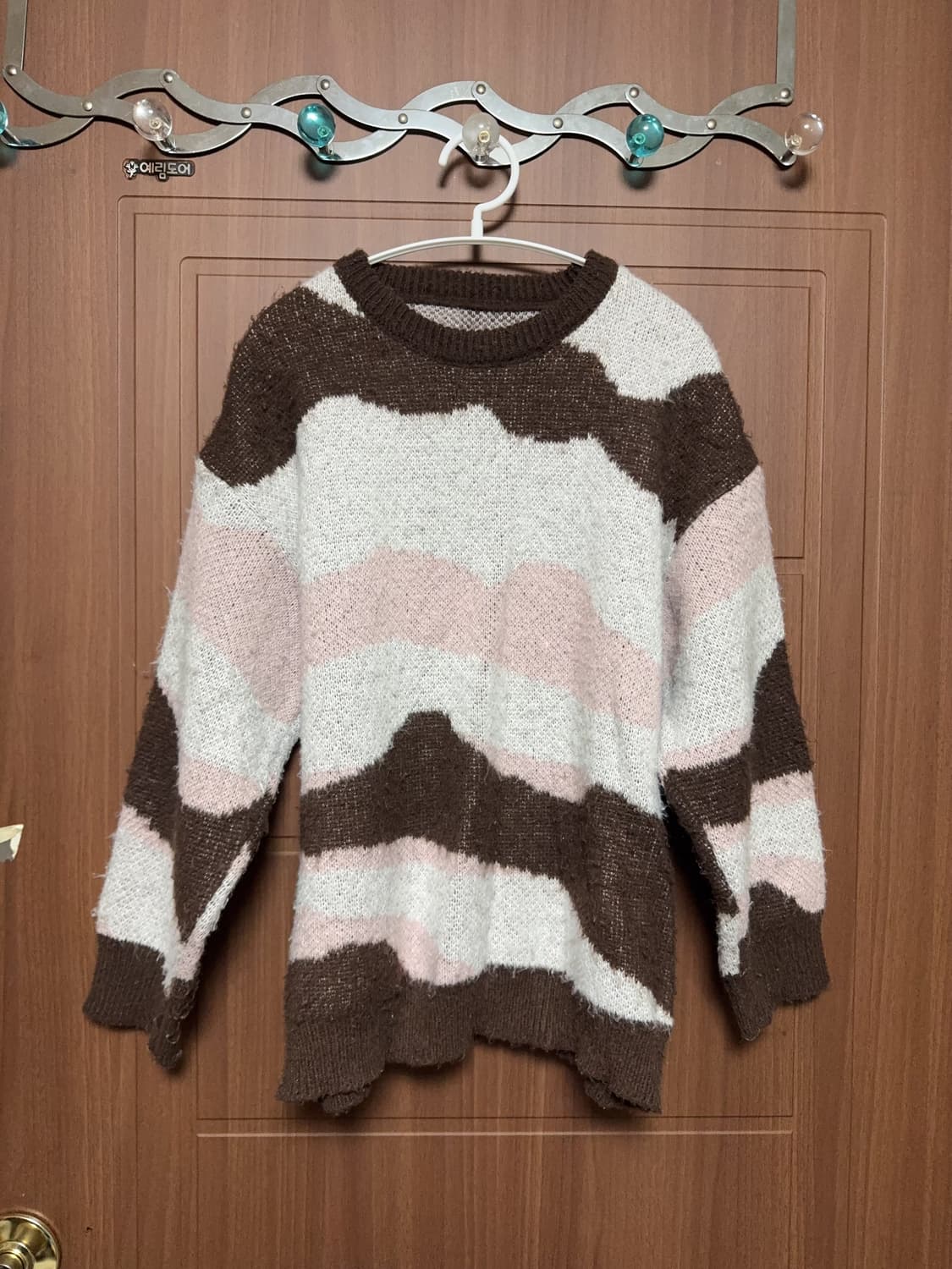 에이블리 지그재그 무신사 빈티지 딸기초코 핑크 브라운 니트 스웨터 상품이미지2