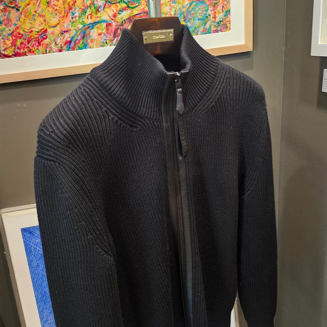 톰포드 헤비 캐시미어 혼방 레더트리밍 니트가디건 상품이미지3