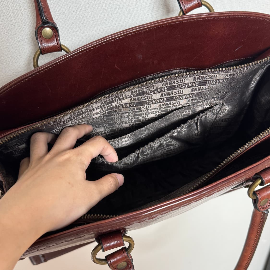 빈티지 안나수이 브라운 가죽 토트백 상품이미지5