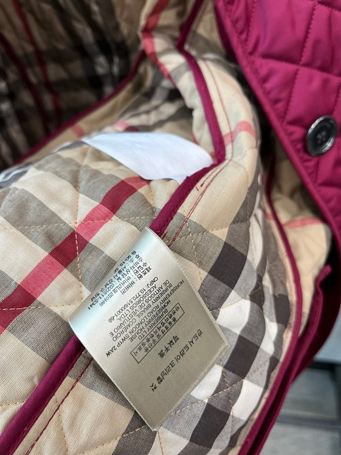 여) 버버리 자주색 퀼팅자켓  상품이미지9