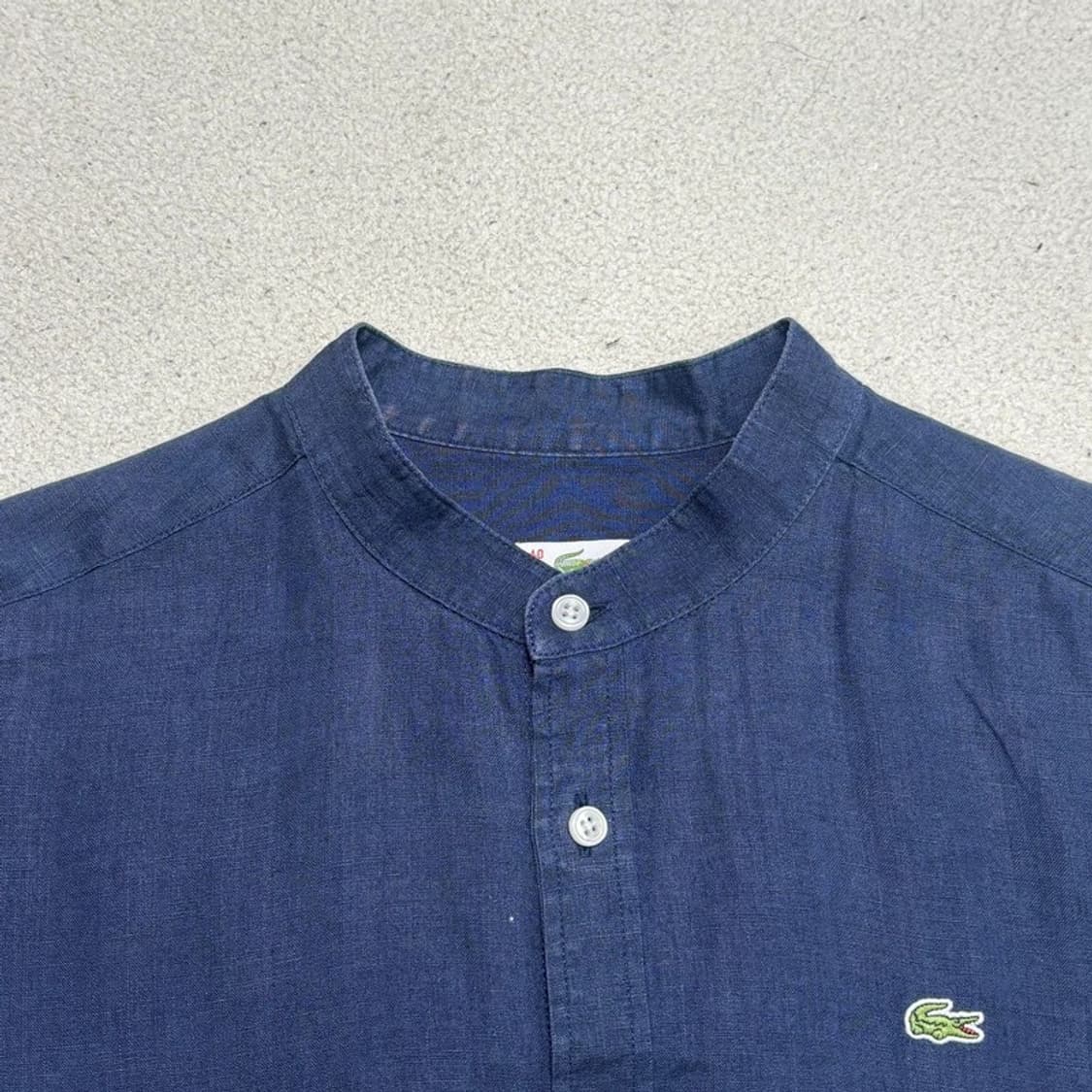 LACOSTE 헨리넥 린넨 셔츠 네이비 40 상품이미지4