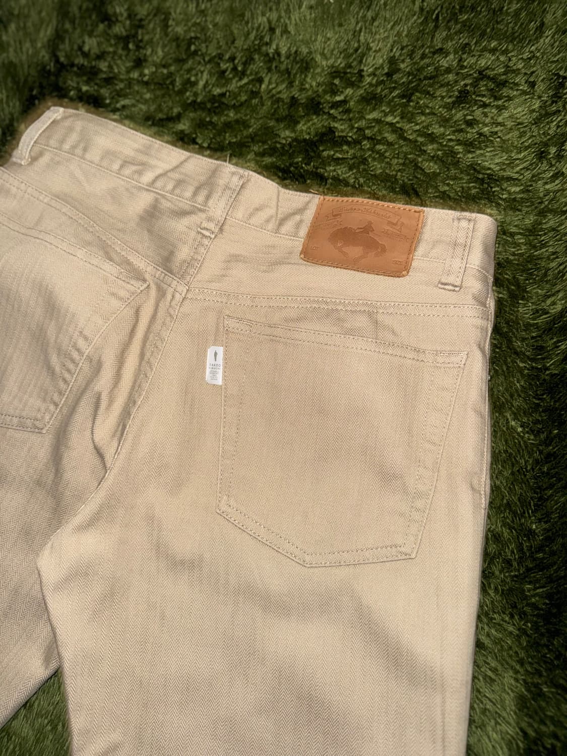 [2] 타케오 키쿠치 헤링본 5포켓 코튼 팬츠 베이지 상품이미지9