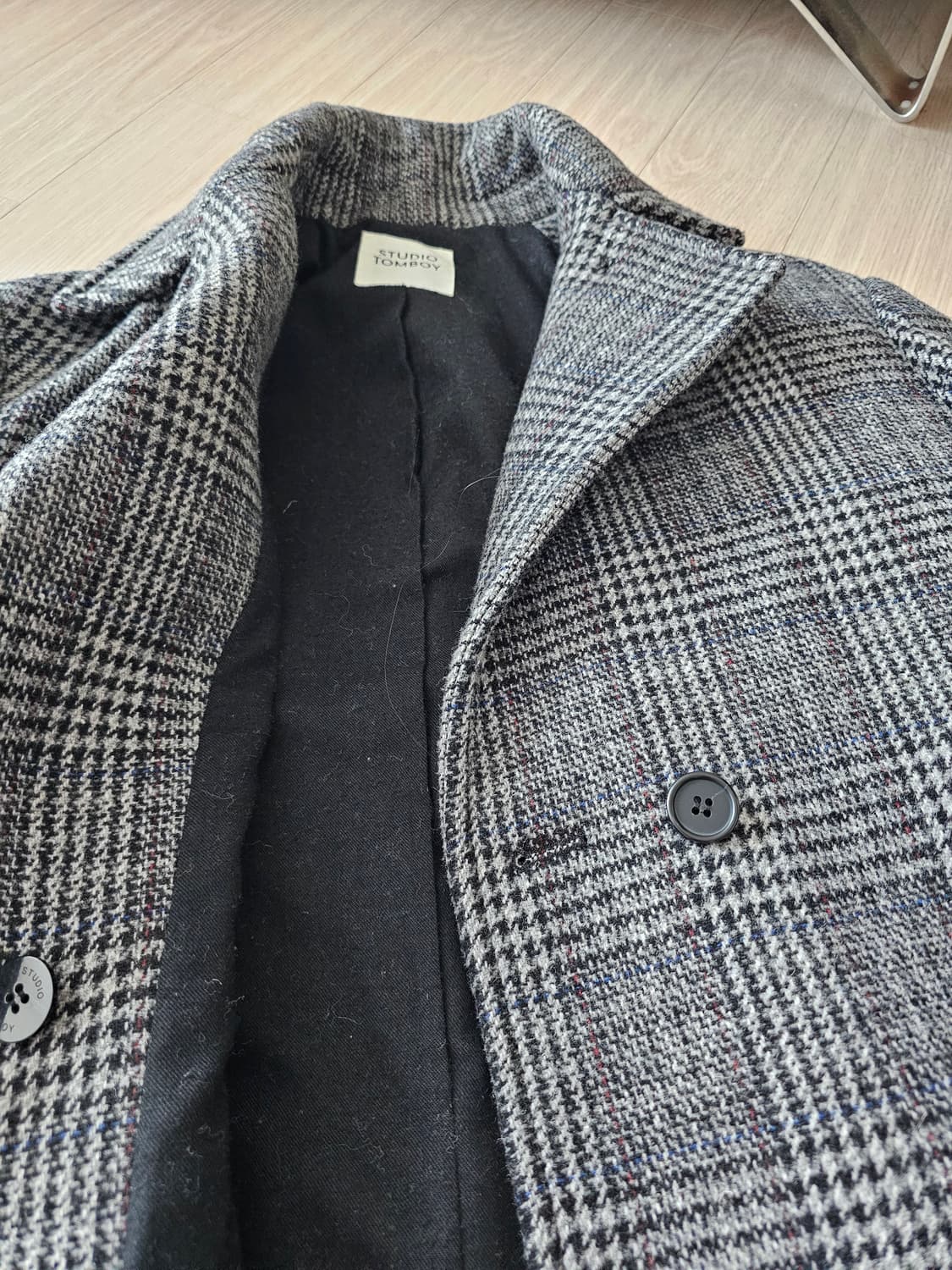 톰보이 체크롱코트 상품이미지2