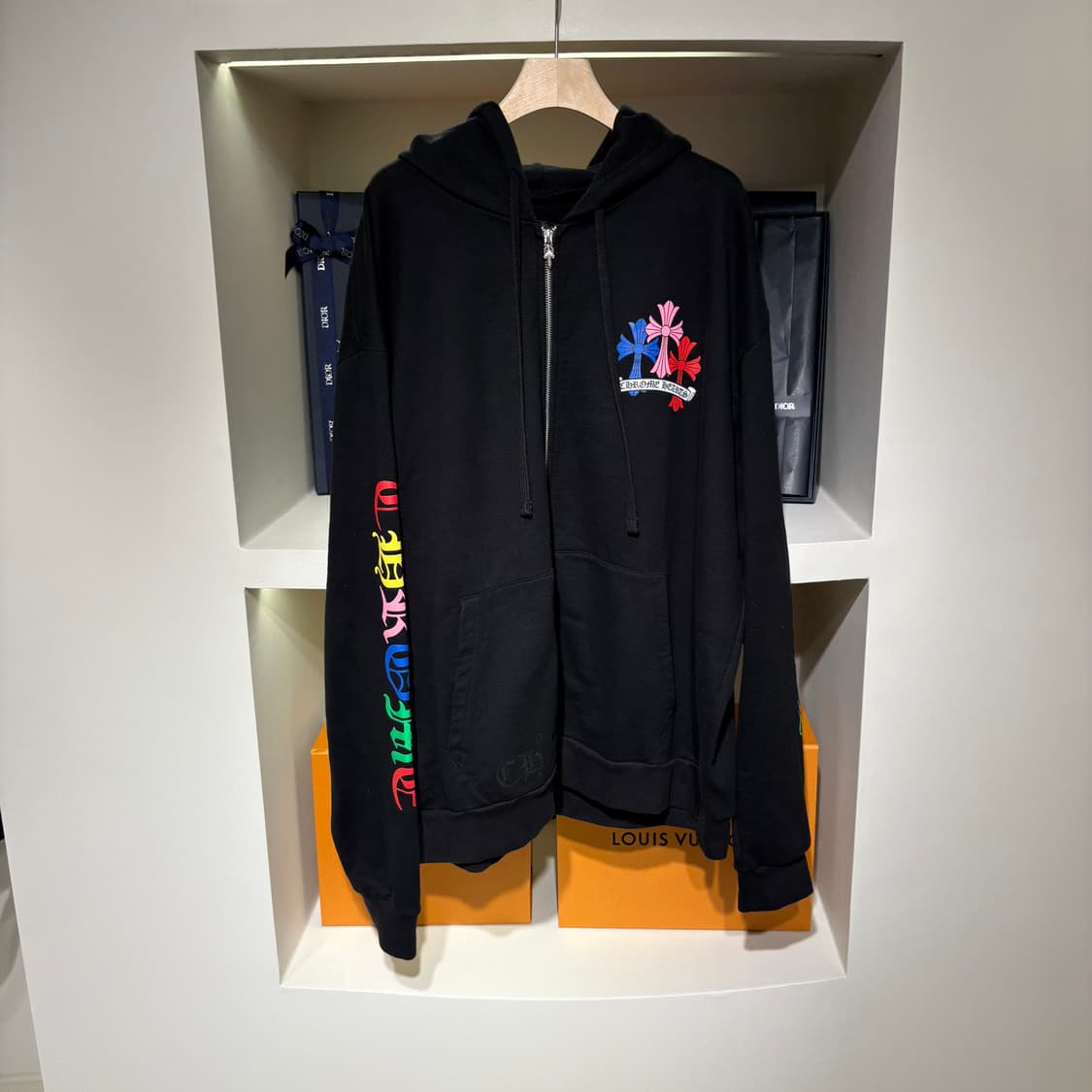 (xxl)크롬하츠 멀티 컬러 크로스 세머터리 후드 블랙 상품이미지2